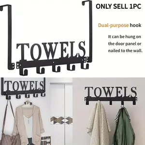Over The Door Hook, Hanging Hook, 1 Count Towel Holder for Bathroom, Door Mount Towel Rack, Towel Hooks for Bedroom Kitchen Pool Beach Towels Bathrobe Wall Mount, Bathroom Organizer, Bathroom Accessories