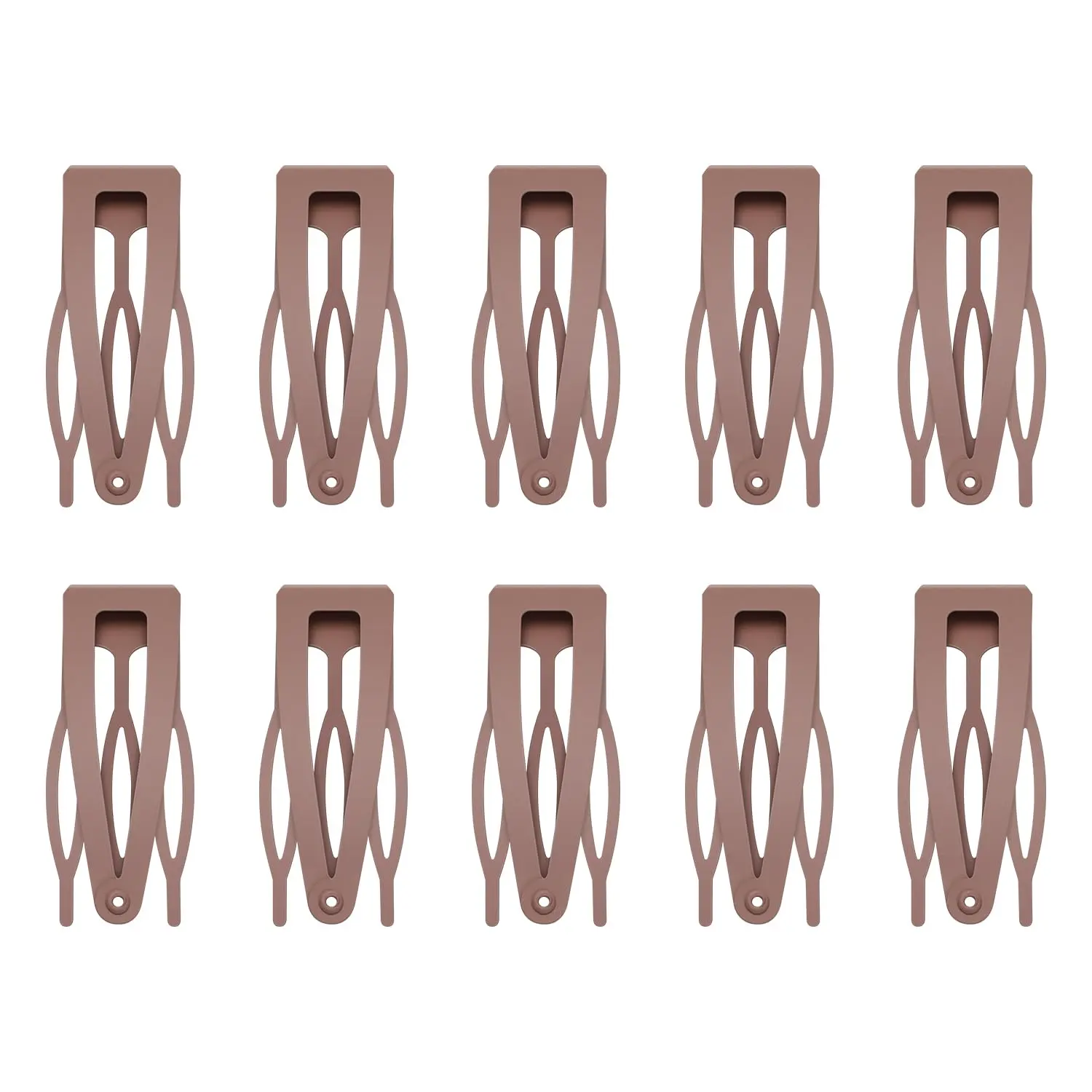 10 count Double Grip Hair Clips,  Metal Snap Hair Clips Hair Barrettes for Women Hair Making Salon Supplies Hair Accessories (Brown)