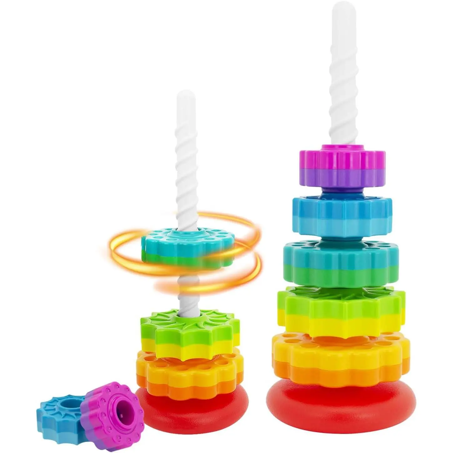Baby Spin Stack Toy, Premium Stacking Toys  Kids, Spinning Stacking Toy  Babies and Toddlers, Educational Toddler Learning Toy,Autism Spin Stack Toys,Rainbow Spinning Wheel Toys