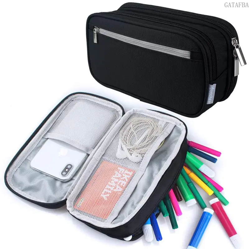 Large Capacity Multi-Functional Pencil Bag, Three-Layer Partition Design, Minimalist Solid Color Stationery Pouch for Primary School Students,back to school,back to school haul