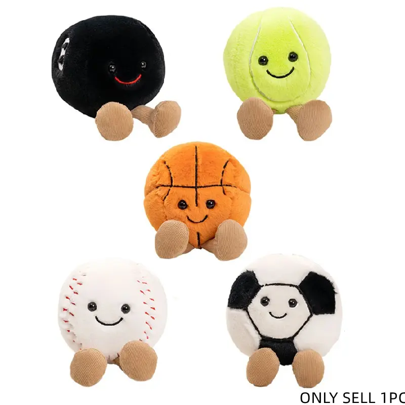 Mini ball-themed plush toys with feet, Soft huggable, Huggable Collectible, Cute Collectible, for baseball, soccer, can be used as bag charms or decorations, ideal as birthday, or holiday gifts for sports enthusiasts