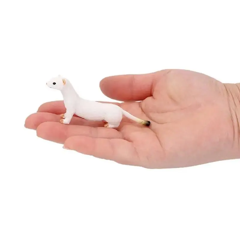 Realistic Wildlife Model Ferret Statue, Short-Tailed Mink Desktop Decor, Solid Home Ornament, Small Sculpture for Family Decoration