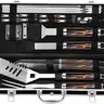 Grilljoy 22-Piece Stainless Steel Barbecue Tool Set - Outdoor Kitchen Grill Accessories with Skewers, Bottle Opener, Sturdy Black Aluminum Case, Ideal for Patio Cooking, Father’s Day Gifts