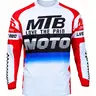 Men's Blue Mountain Bike Style Long Sleeve T-Shirt, Sports Tees, Quick-Dry Breathable Cycling Top, Athletic Active Top, Gradient Print Streetwear, Casual Sportswear For Summer