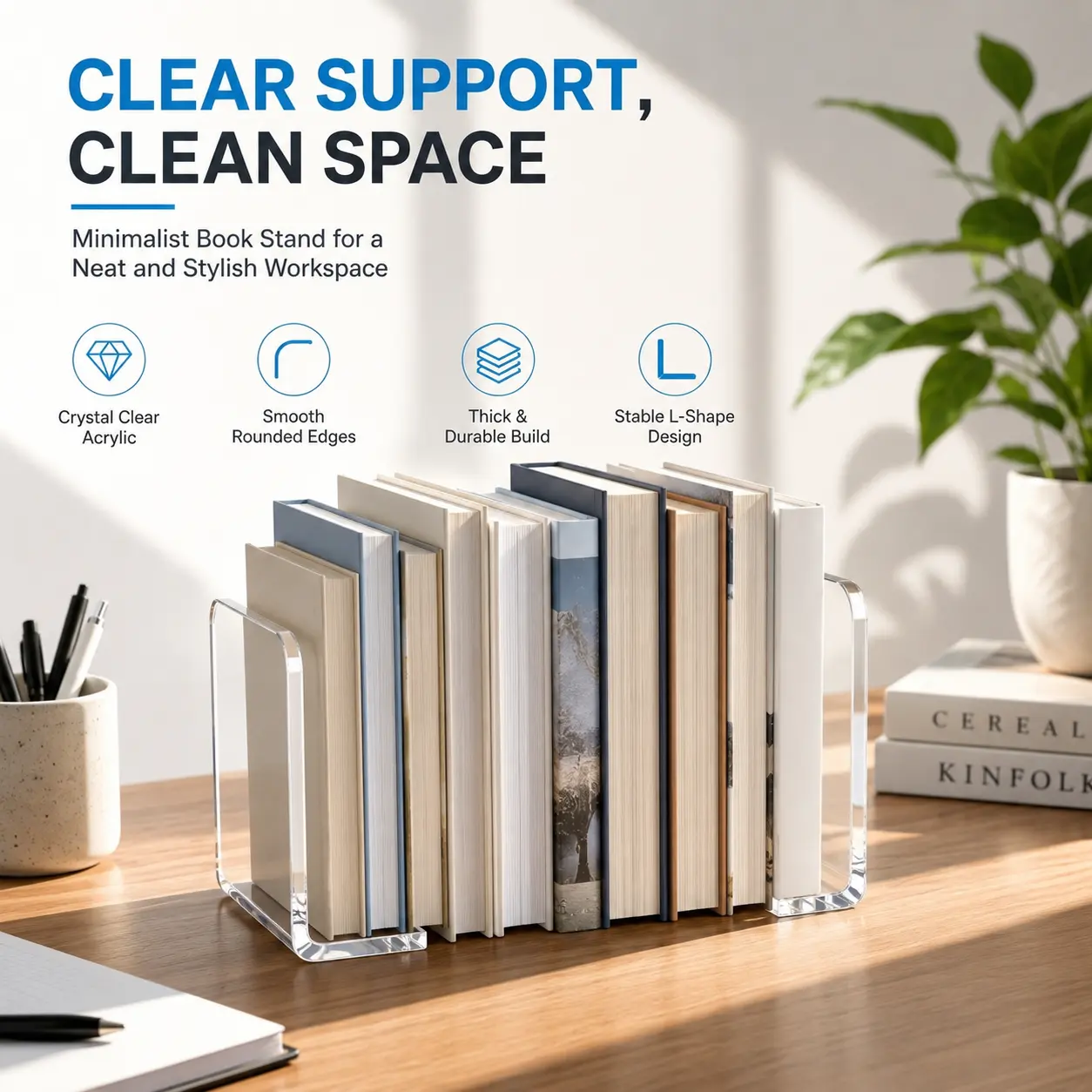Pack of 2 Acrylic Bookends Set,Transparent L-Type Bookends,Universal Book Holder,Bookends as Stand for Offices,Libraries,Bedrooms,Halloween Christmas Party Gifts,Hand Tools Kits-YY2