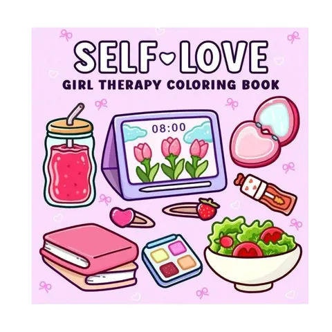 Hand drawn 1pc 52Page SELF LOVE coloring book For Adults And Kids, Bold And Easy, Simple And Big Designs For Relaxat colouring books, Girl Therapy Book, Stress Relief Coloring Book, Christmas gift, Relaxation, Fun Coloring