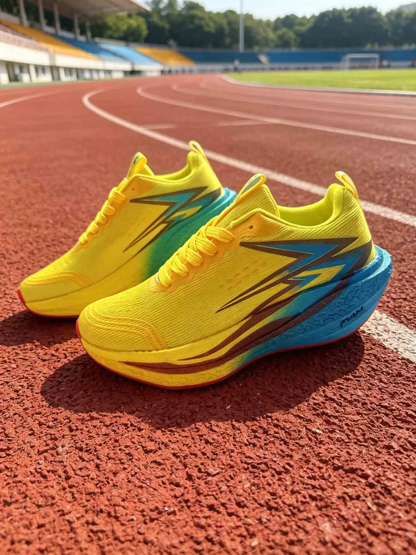 Women's Carbon Plate Racing Athletic Running Shoes, Gradient Thick Cushion Marathon Sneakers, Breathable Mesh Non-Slip Professional Track Training Footwear
