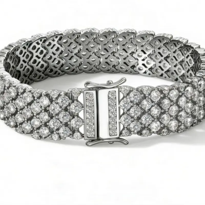 Women's Luxury Collectible S925 Sterling Silver Pavé Diamond Toggle Clasp Bracelet, Wedding Jewelry for Adult Females (Rare Stone Collectible Cultural Item), Adults