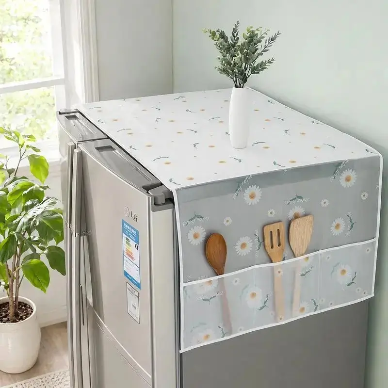 Multi-Functional Waterproof Refrigerator Dust Cover with Storage Bag, Home Kitchen Appliance Protector, Single Door Washer & Fridge Guard