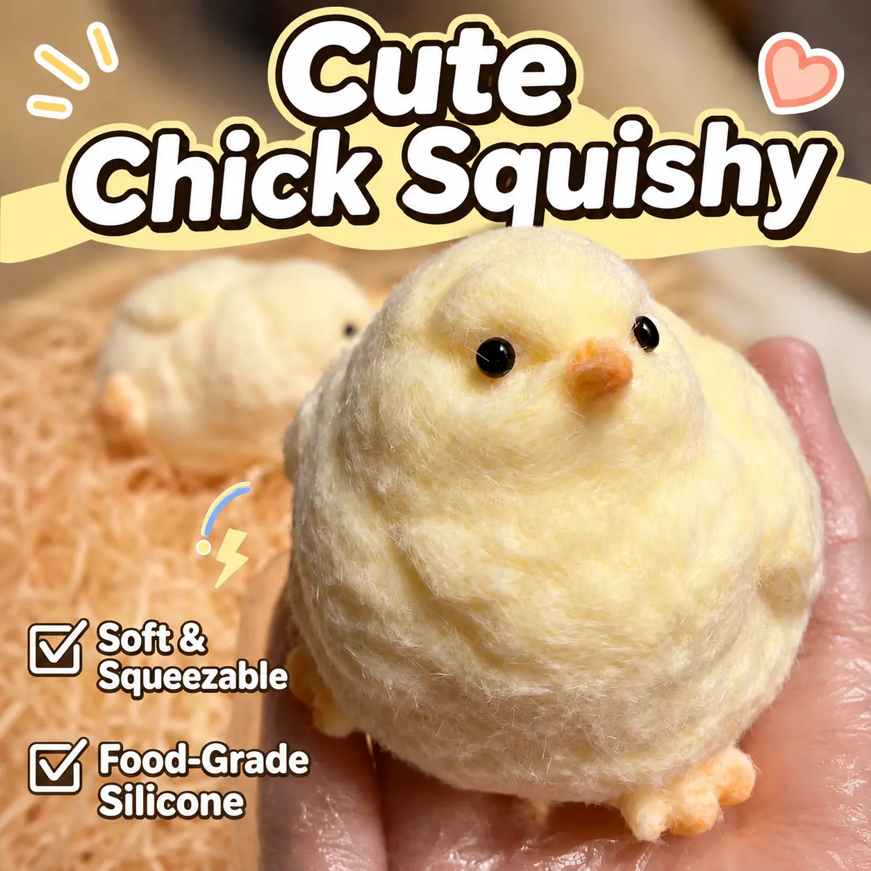 SummerWins Cute Chick Squishy Toy, Soft Squeeze Fidget Stress Relief Toy, Realistic Chicken Sensory Toy for Adults, Fun Desk Toy, Party Favor and Birthday GiftDealsForYouDays