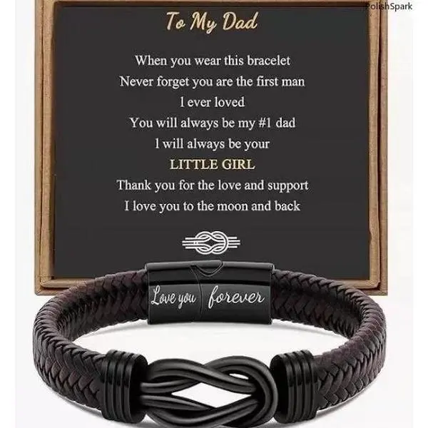Men's Braided Leather Bracelet with "To My Dad" Engraving and Classic Knot Design, Adjustable Size, Unique Father's Day & Christmas Gift, Greeting Card