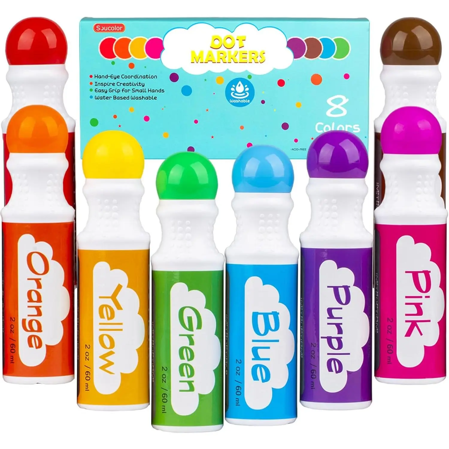 Dot Markers for Toddlers Kids Preschool, Bingo Daubers Washable Art Markers 8 Colors, Toddlers Arts and Crafts Supplies, Kids Painting Drawing Coloring Supplies, Dot Paint Craft Kit Preschool LearningGift.