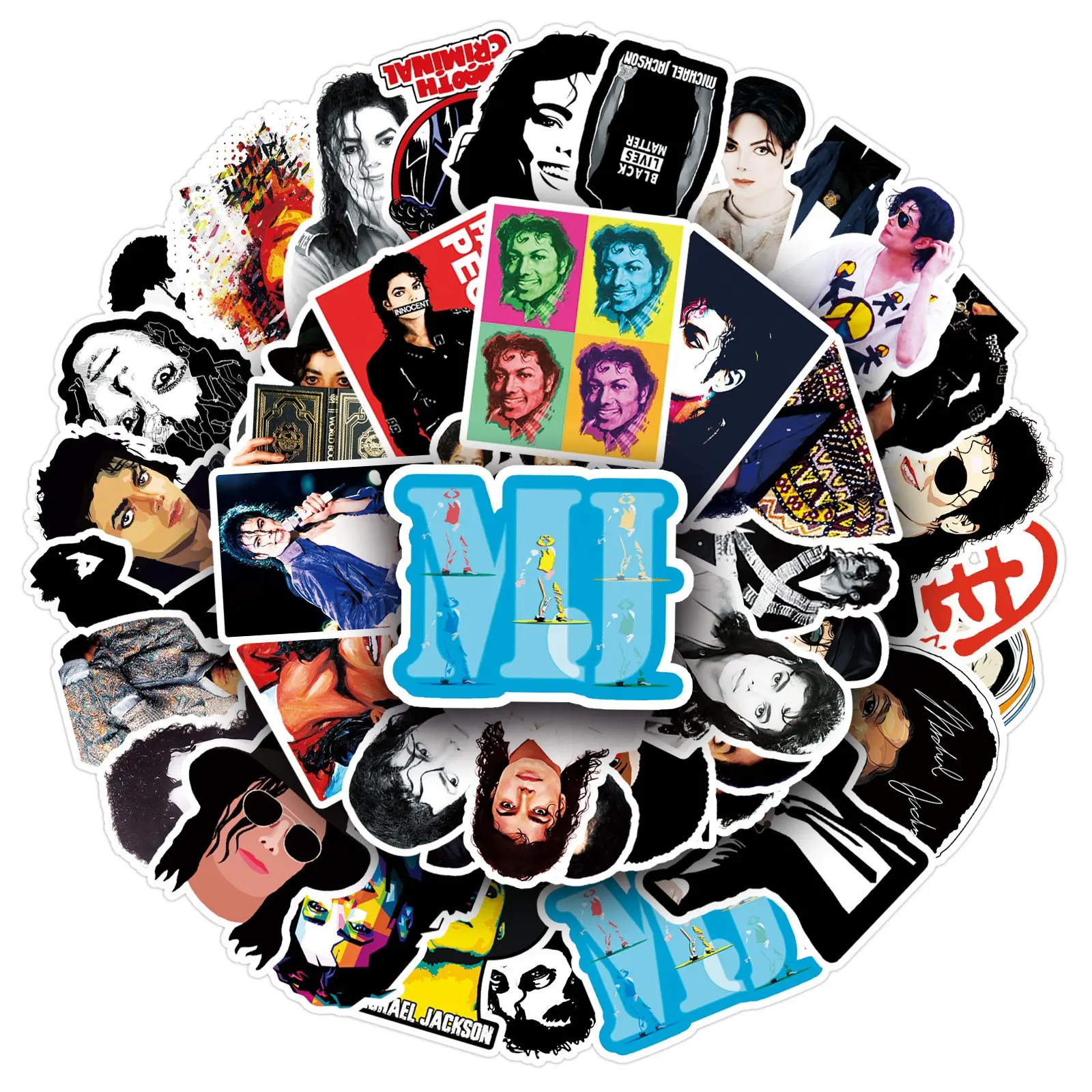 51 Michael Jackson Graffiti Stickers, Water Bottle, Laptop, Phone, Bike, Luggage, Skateboard, Kids & Adults, Fun Decorative Stickers