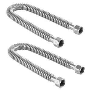 Water Heater Installation Kit: 24-Inch Flexible Connector With 3/4-Inch FIP Inlet And 3/4-Inch FIP Outlet, Universal Water Heater Supply Line For Bathroom, Kitchen, Laundry Room, Boiler Room, Utility Use