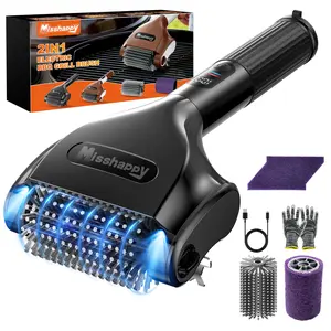 Misshappy Cordless Electric Grill Cleaning Brush: LED Light & Digital Display, 4000mAh Rechargeable Battery, Dual Replacement Heads, 2-Speed 800RPM Heavy-Duty Steel Bristles, Removes Grease Rust Welding Residue, Must-Have for Outdoor BBQ fathersdaygift