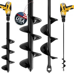Auger Drill Bit for Planting 2 Pack 1.6 x 16 Inch & 3.5 x 16 Inch Set - Garden Spiral Hole and Bulb Planter Tool for Umbrella Holes - Compatible with 3/8 Inch Hex Drive