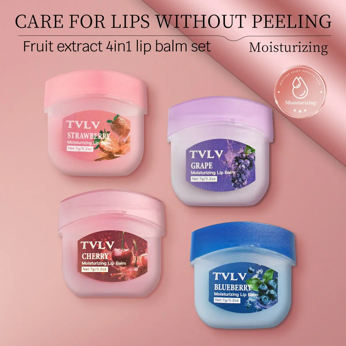 4 Flavors Moisturizing Lip Balm, Fruit Flavor Lip Gloss, Lip Care Primer, Hydrating Nourishing, All-Day Moisture, Single Item