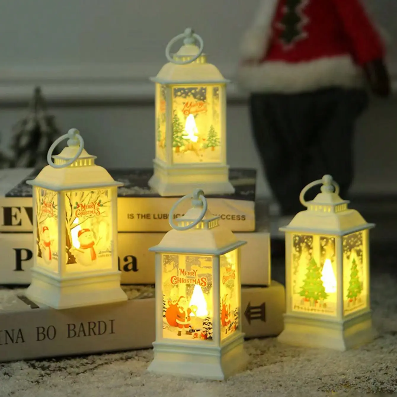 1pc Christmas Decoration Lanterns, Santa Claus & Snowman Lantern Lights, Indoor Outdoor Decorative Lights, Dry Battery Powered, Christmas Gift