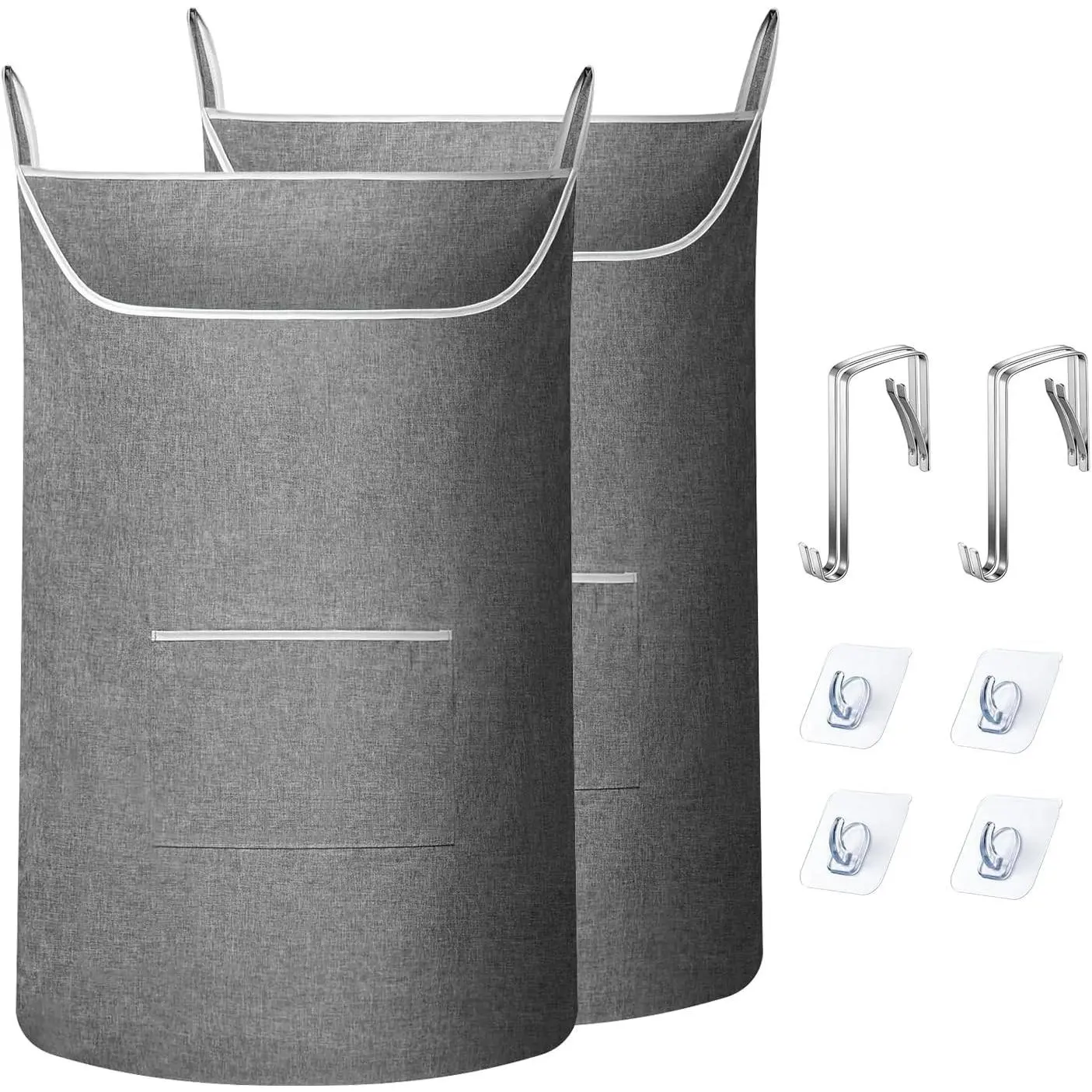 X-Large Door Hanging Hamper Bag,2 Pack Large Capacity Hanging Laundry Hamper Basket with Wide Opening Dirty Clothes Laundry Hamper Storage Bag Size 35X22inch(Grey-2Pack)