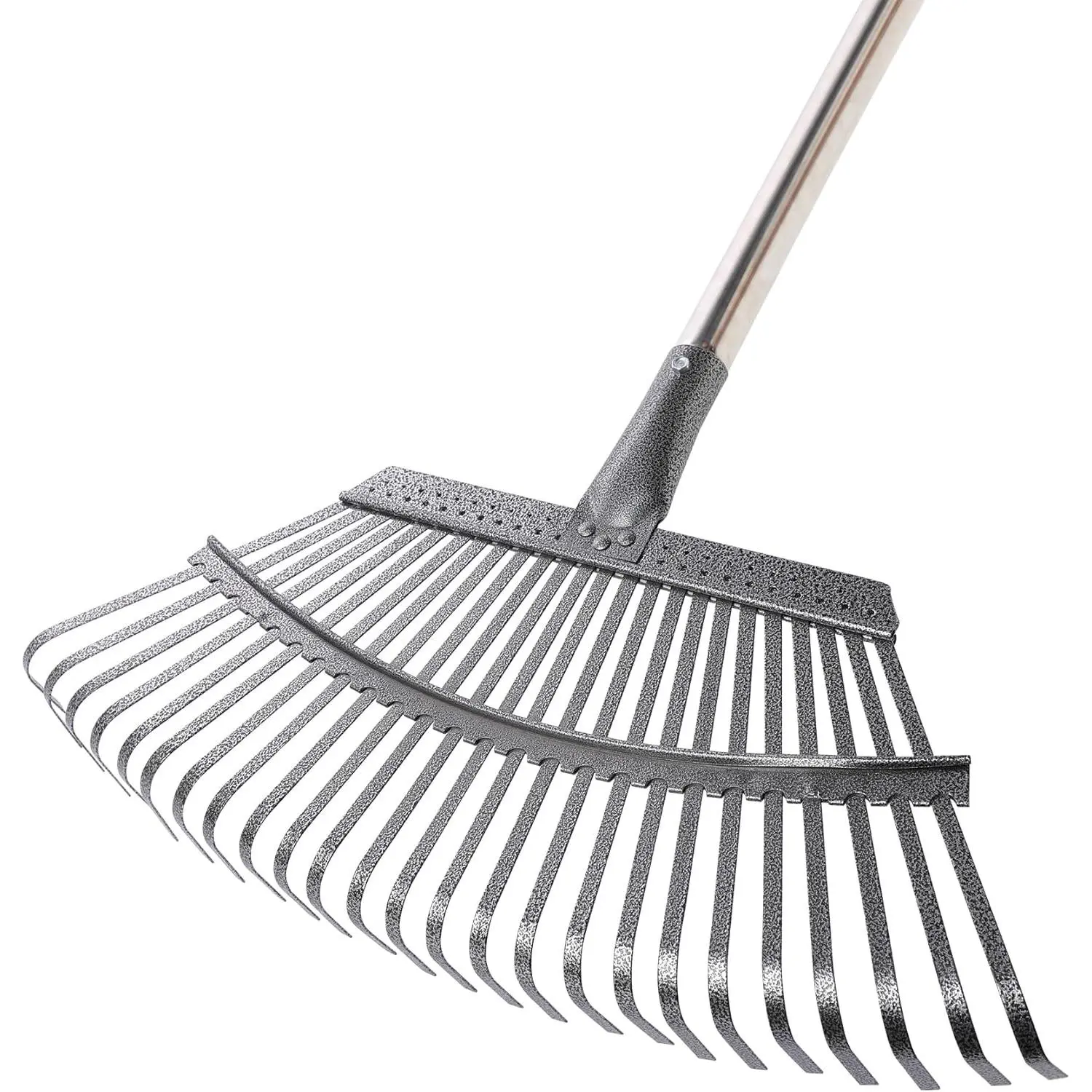 Yocada 19.3" Garden Leaf Rake Wide Heavy Duty (25 Tines) 68.9" | Adjustable Long Handle Garden Rake for Yard Garden Lawn Leaves