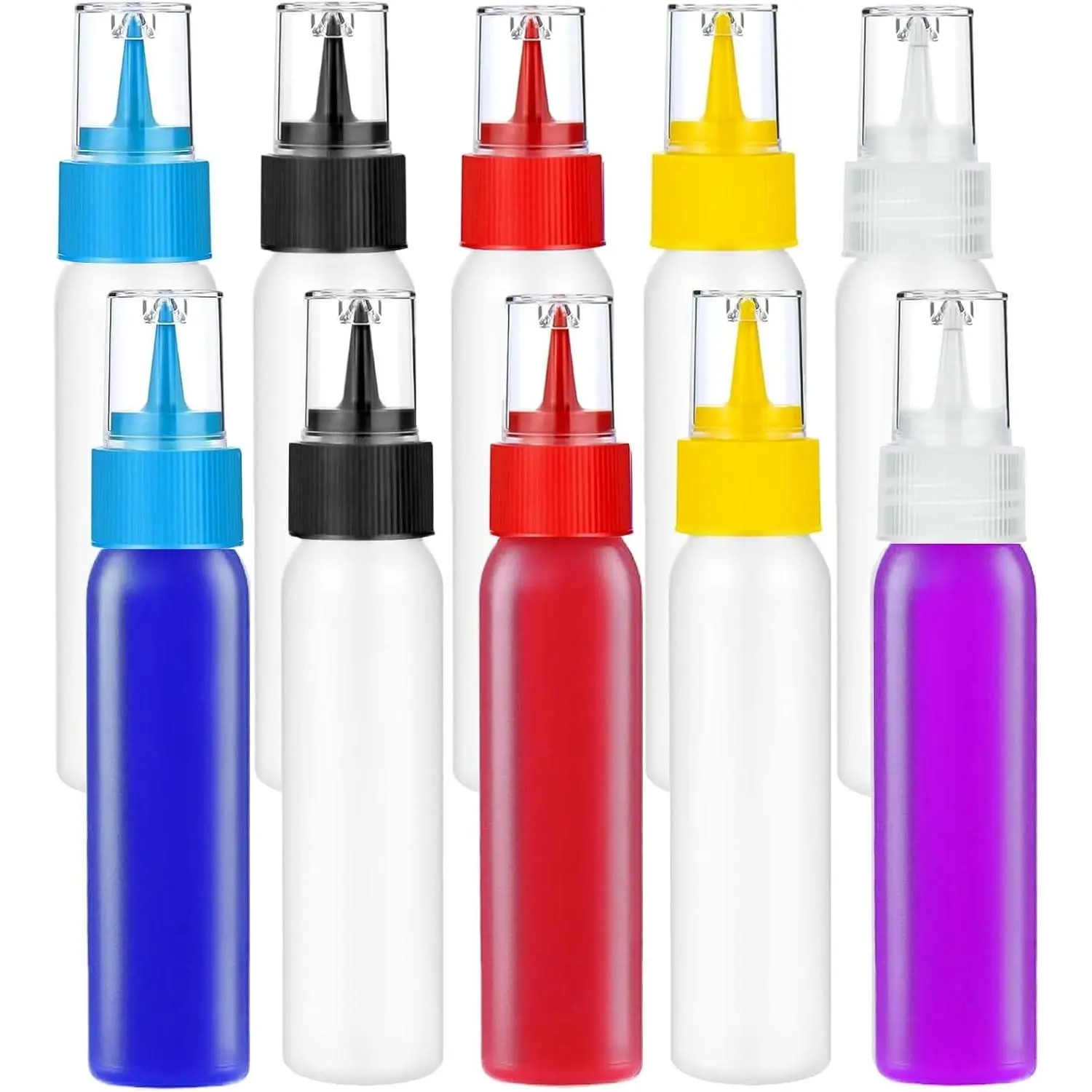 10 Pieces Squeeze Bottles for Icing, Frosting Bottles for Cookie Decorating, Small Writer Bottle with Tips and Caps, Food Coloring Royal Icing Tools Supplies, 2 oz