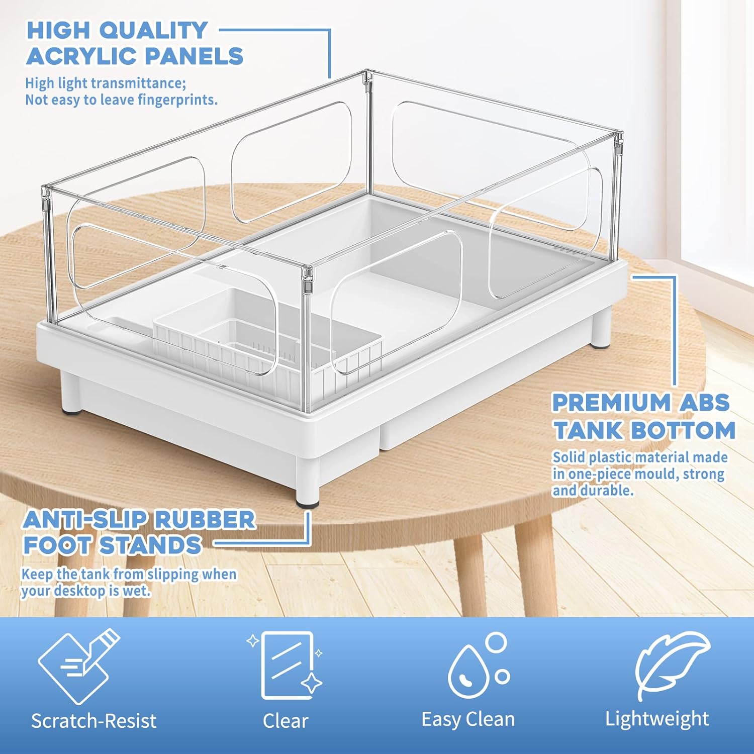 Small Turtle Tank with Filter, Turtle Aquarium,  Turtle Terrarium with Basking Platform, Bottom Drainage, Multi-Function Areas for Turtles, Crayfish, Small Reptiles.(Tank+Filter)