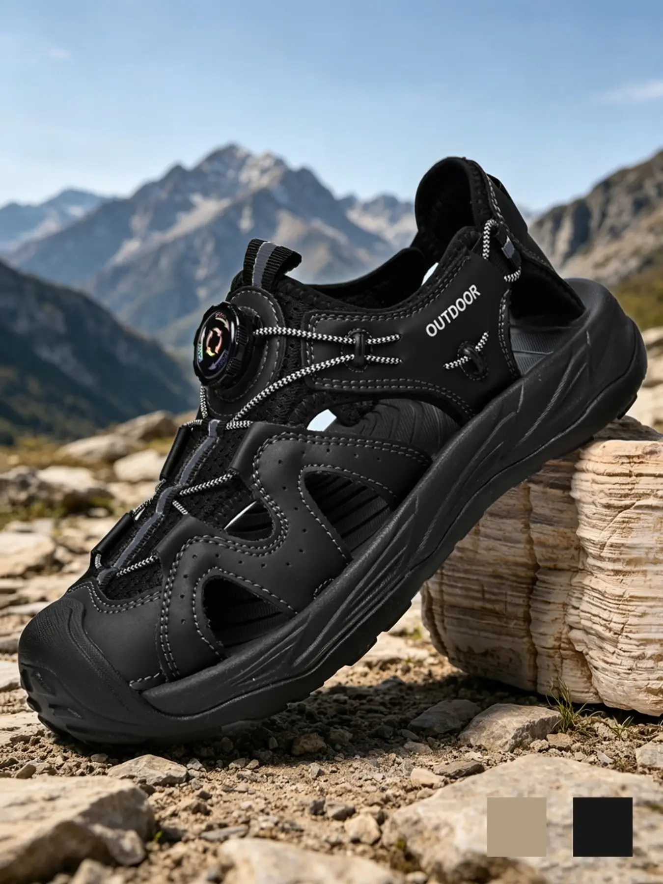Men's Closed Toe Sandals Breathable Lightweight Perforated Wide Width Athletic Outdoor Walking Sandals Rubber Toe Bumper Flat Outdoor Sandals Athletic Outdoor Summer Microfiber Leather For Hiking Beach Vacation Travel Big Size 9.5 10 10.5 11 11.5