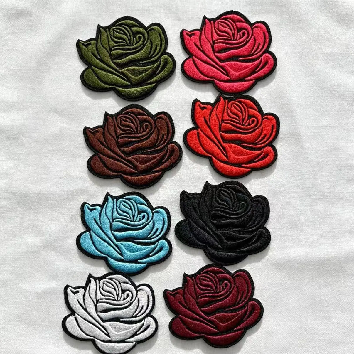 Rose Pattern Iron-On Embroidery Patch - Fun Design - Easy to sew or iron, durable fabric patch, suitable for personalizing jackets, bags, DIY crafts, and more