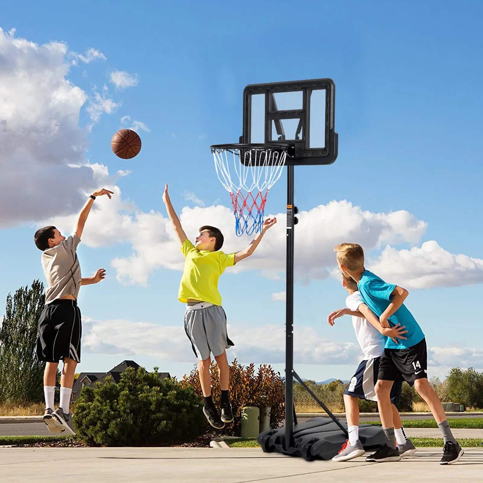 Adjustable Kids Basketball Hoop 5-7 ft – Shatterproof 28" Backboard – Portable Indoor & Outdoor Basketball Goal with Wheels & Fillable Base – Family Fun for Backyard, Driveway, Pool