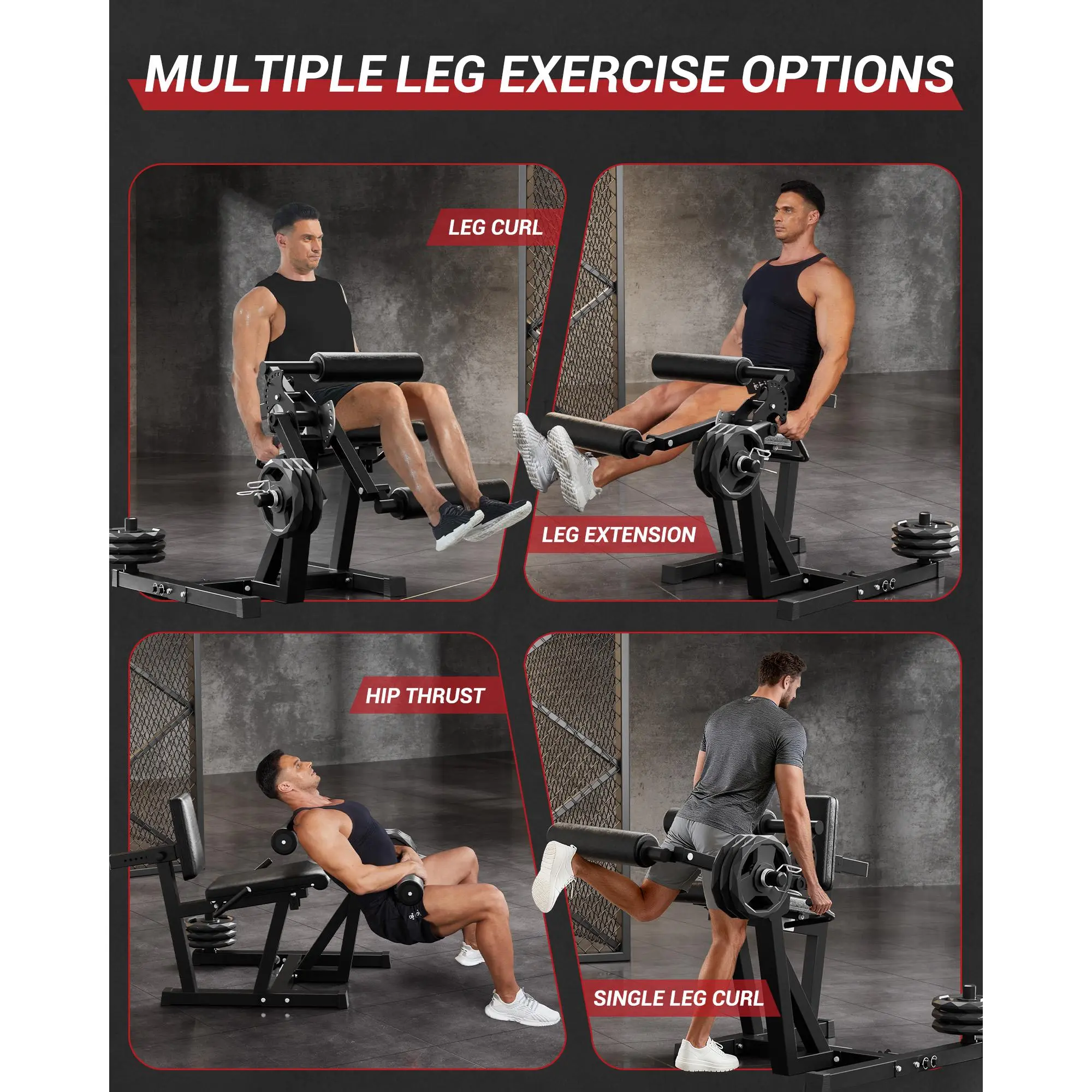 Summervibes Flash sale home items Leg Extension and Curl Machine, Lower Body Specialized Leg Exercise Equipment, Adjustable Plate-Loaded Leg Workout Bench with Rotary Leg Extension for Thighs, Home Gym Weight Training Machine