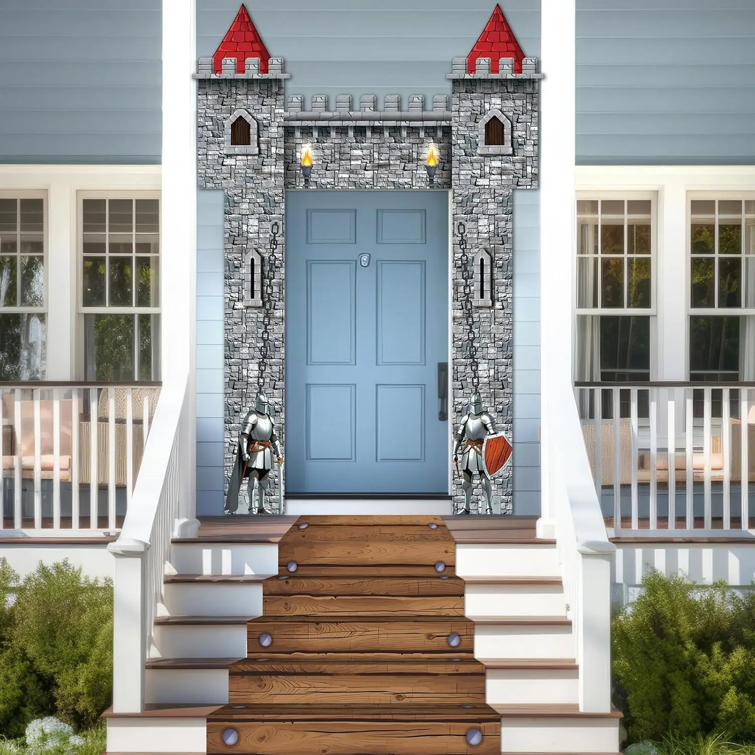 4 count Medieval Entryway Party Decoration Castle Party Supplies Medieval Themed  Door Banner Castle Knight Porch Banner Runners for  Birthday  Shower Favors