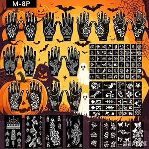 Vibe hollow carved temporary tattoo full stencil pack with universal unisex patterns, match all henna and airbrush tattoo supplies. Beginner friendly kit for travel check-ins, festival market painting and home selfie portrait body art.