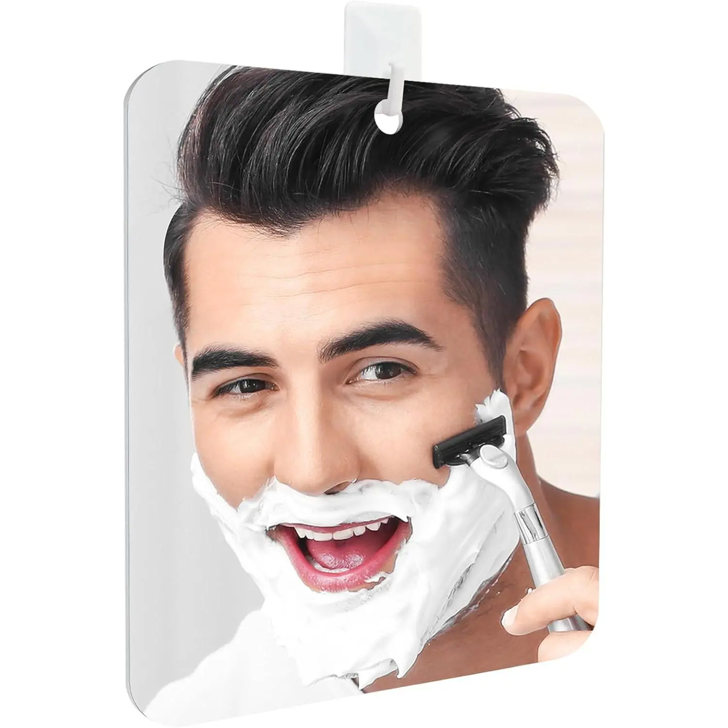 Shower Mirror Fogless for Shaving, Fogless Mirror for Shower | 6.7 x 5.5In Shatterproof Bathroom Shaving Mirror with 1 Adhesive Hook for Men & Women,