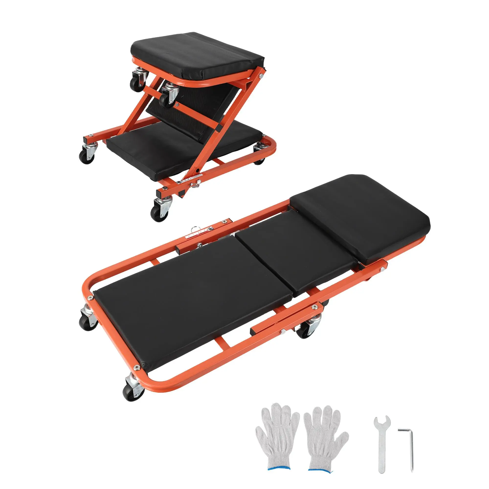 2-in-1 Collapsible Z-Frame Mechanic Creeper Seat – 36-Inch Adjustable Rolling Garage Workshop Chair – 6 Swivel Wheels – 330 lbs Heavy Duty Capacity – Ergonomic Under Car Repair Tool,car accessories