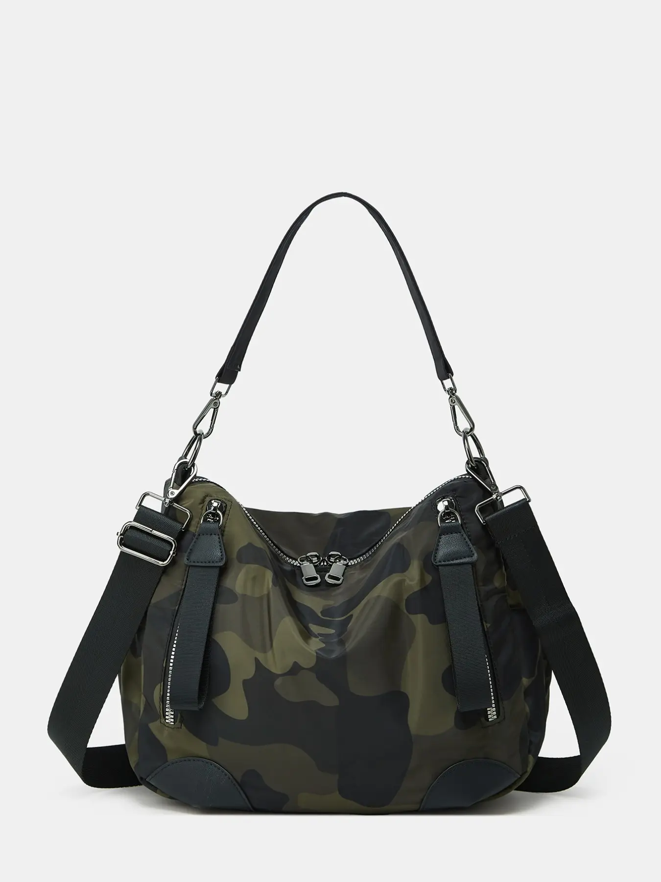 New Nylon Drawstring Shoulder Bucket Bag, Hong Kong Style Versatile Camouflage Large Capacity Casual Crossbody Bag for Women