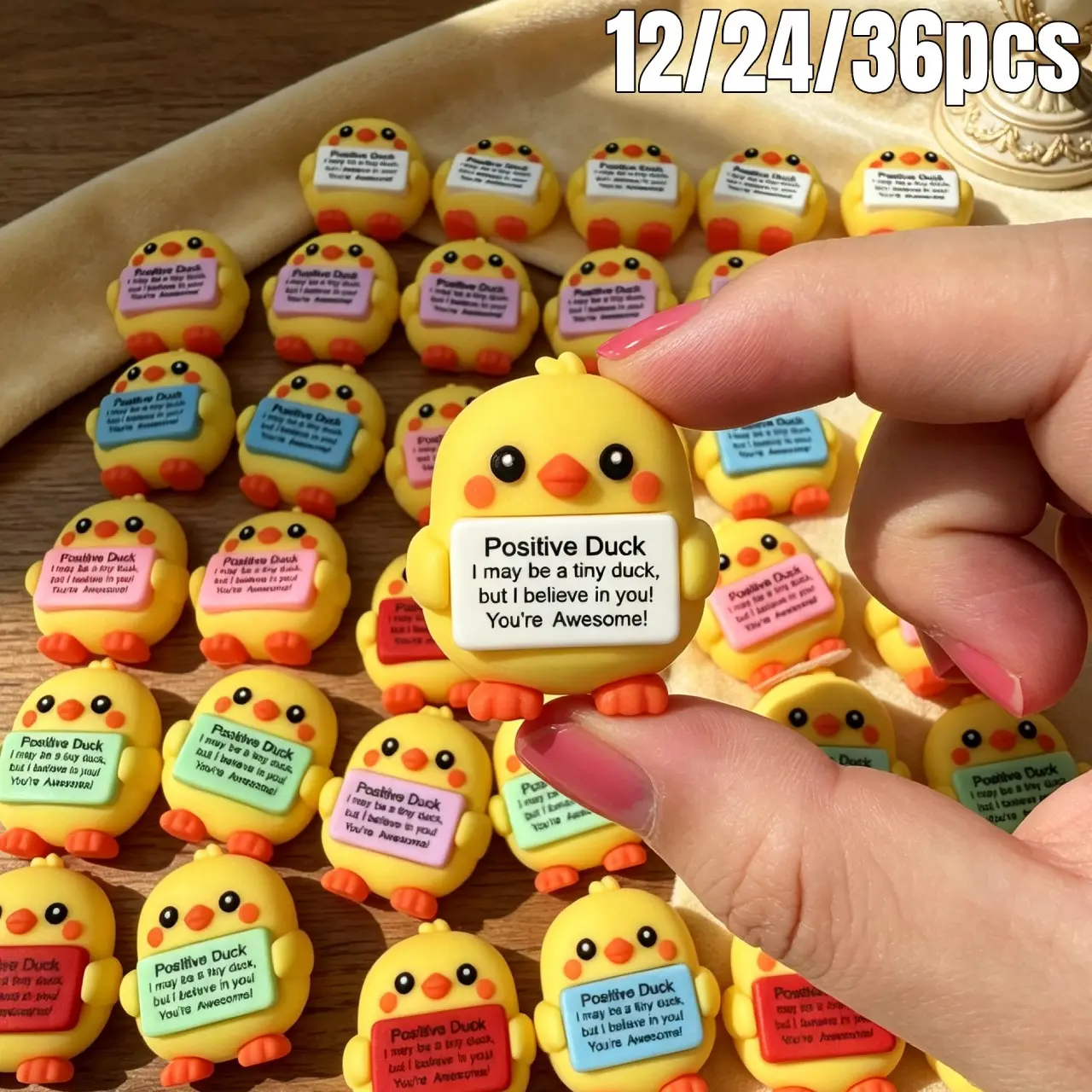 Mini Duck Figurines - 12/24/36pcs Inspirational Positive Gifts for Emotional Support | Adorable Desk Decor, Desk Ornament & Perfect for Halloween, Thanksgiving & Christmas | Thoughtful Stocking Stuffers for Family, Friends & Colleagues