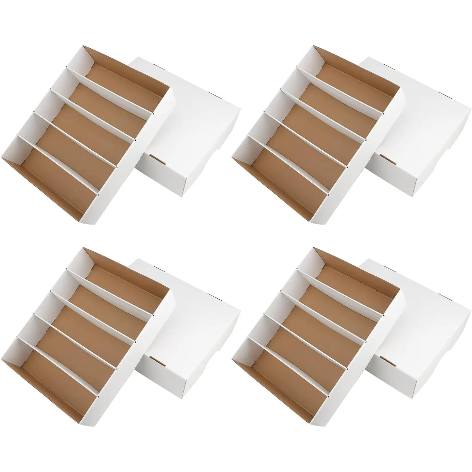 4 Pack 5 Compartment Cardboard Card Storage Box 16.8x13x4.1 Inch Flip Top Trading Card Box Heavy Duty Corrugated Organizer for TCG Sports and Game Cards