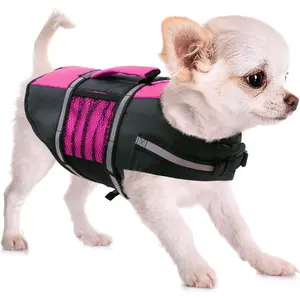 Queenmore Small Dog Life Jacket, Adjustable Pet Life Vest for Small and Medium Dogs with High Buoyancy, Rescue Handle, Reflective Bands for Boating, Canoeing, Swimming