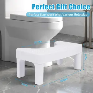 Toilet Stool For Adults, 6.7" Squatting Potty, Non-Slip Bathroom Stool, Toilet Stool Squat Adult, Poop Stool For Bathroom,Portable Foot Rest For Travel, Adults, Seniors, Kids, Lightweight, White