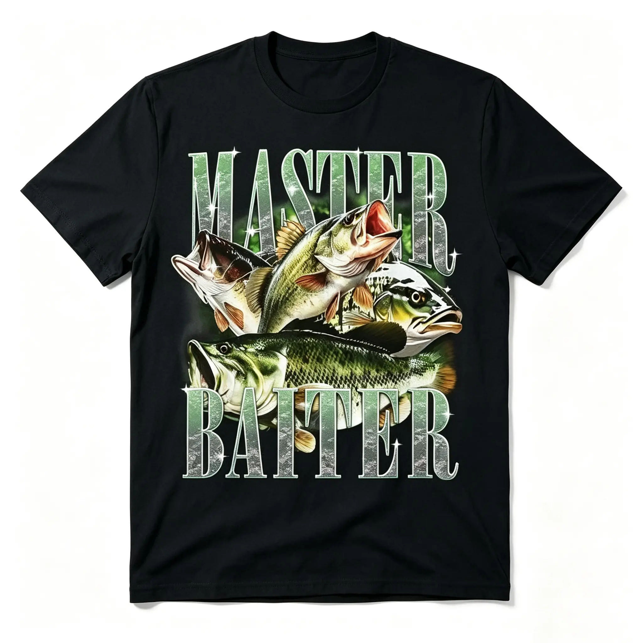 Master Baiter Largemouth Bass Fish Graphic Short Sleeve Top, Vintage Funny Fishing Slogan Tee, Outdoors Fisherman Unisex Casual Outfit