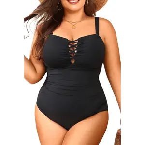 What women should wear in 2026Daci Women Plus Size One Piece Swimsuit - Tummy Control Bathing Suits Ruched Lace up Swimwear Sexy Swimsuits 2025