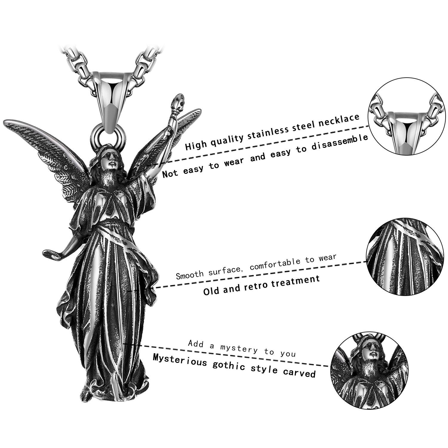 Retro Hip Hop Angel Statue Biker Necklace