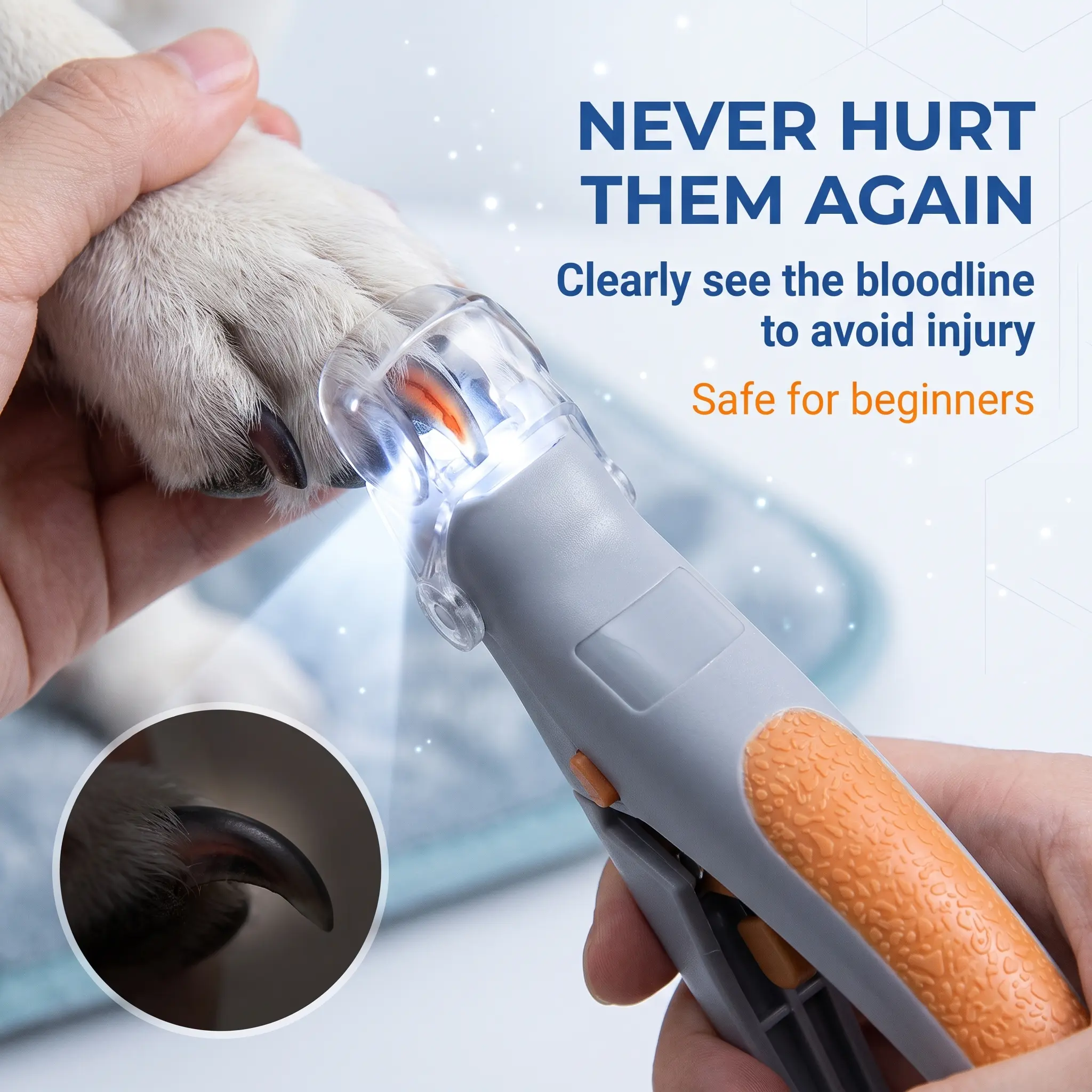 LED Pet Nail Clipper - Stainless Steel & Plastic Claw Trimmer with Bright Light, Ergonomic Grooming Tool for Dogs, Cats, Kittens, Puppies, Rabbits, Includes Nail Supplies, Tools and Gadgets, Reduces Bleeding, Kitten Nail Clipper