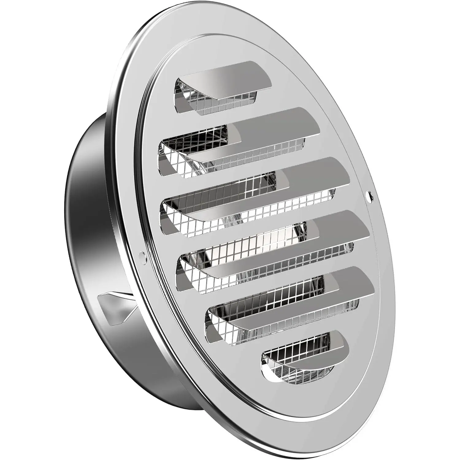 Stainless Steel Soffit Vents 4 Inch,  Round Vent Cover with Screen Mesh, Louver Air Vent  for Wall, Ceiling Mount, Bathroom, Garage, Attic Ventilation,