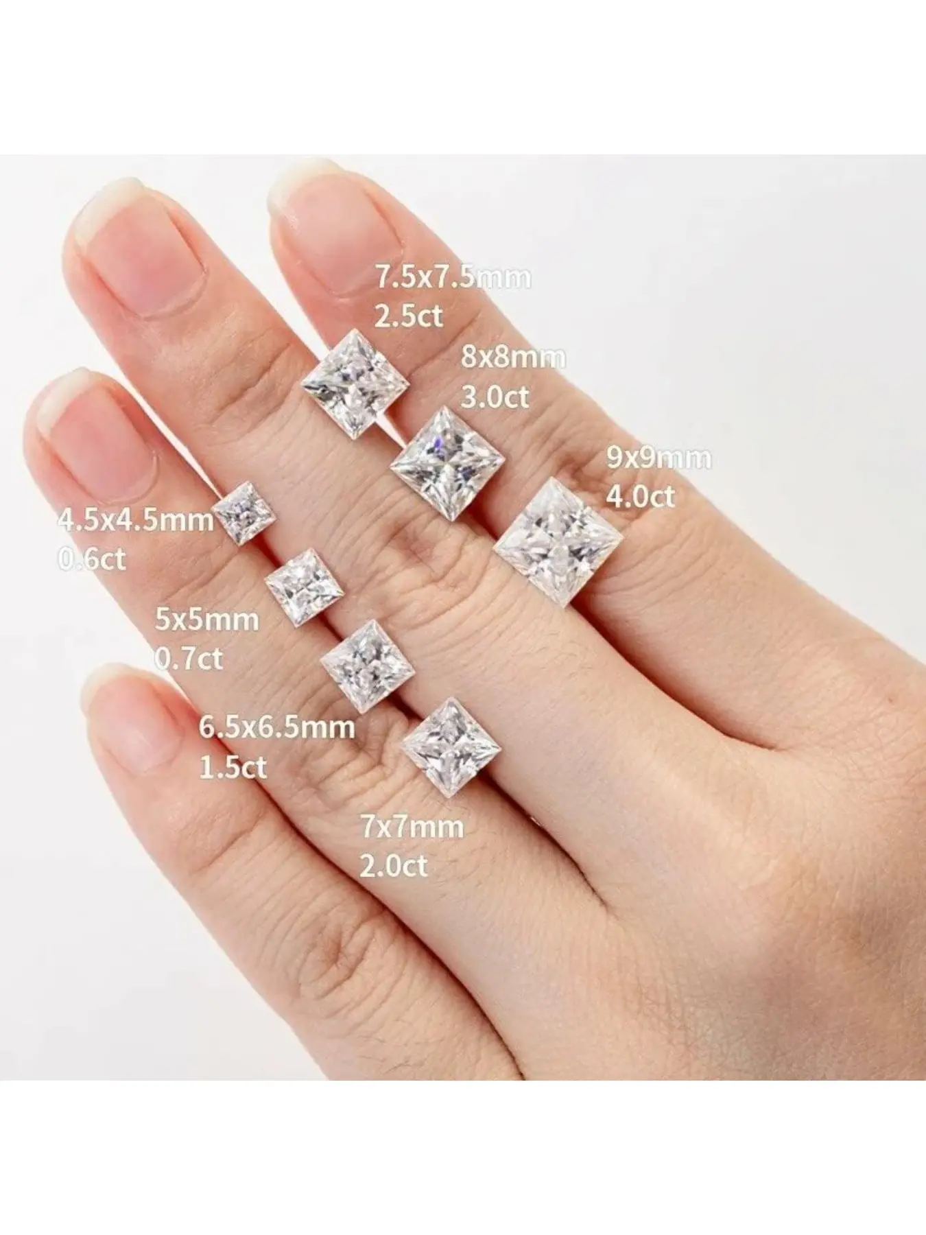 Moissanite Loose Stones Princess Cut Gemstones, Artificial Moissanite ，1.5-10mm,0.06-6ct,White D Color VVS1 Clarity Excellent Cut Exceptional Brilliance for Engagement Ring Pendant Necklace Jewelry Making with Certificate