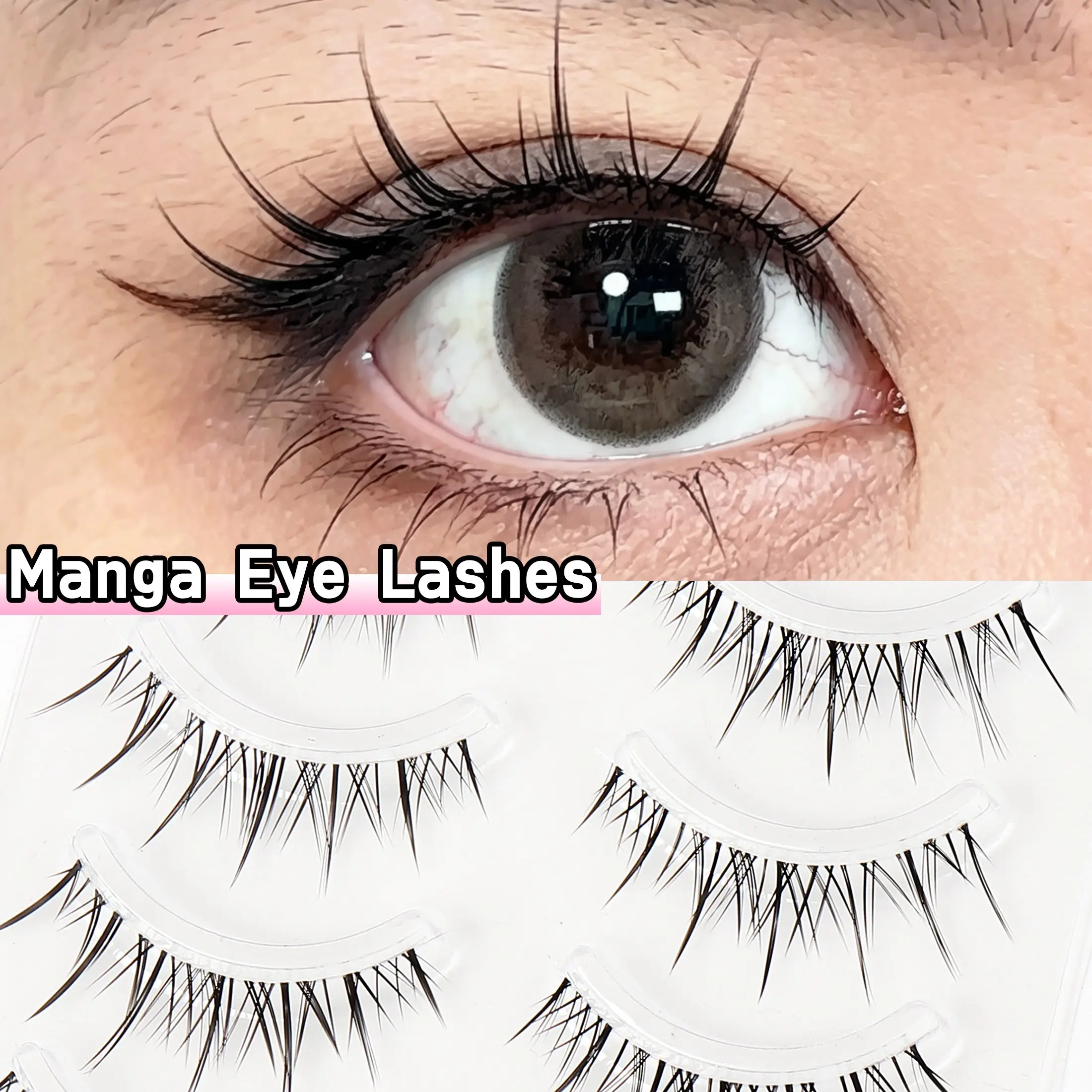 Cartoon Style False Eyelashes 5 Pairs, Transparent Natural Look, Soft Comfortable Wear, Korean/japanese Cosplay Anime Lashes, Cosmetic Eyelashes