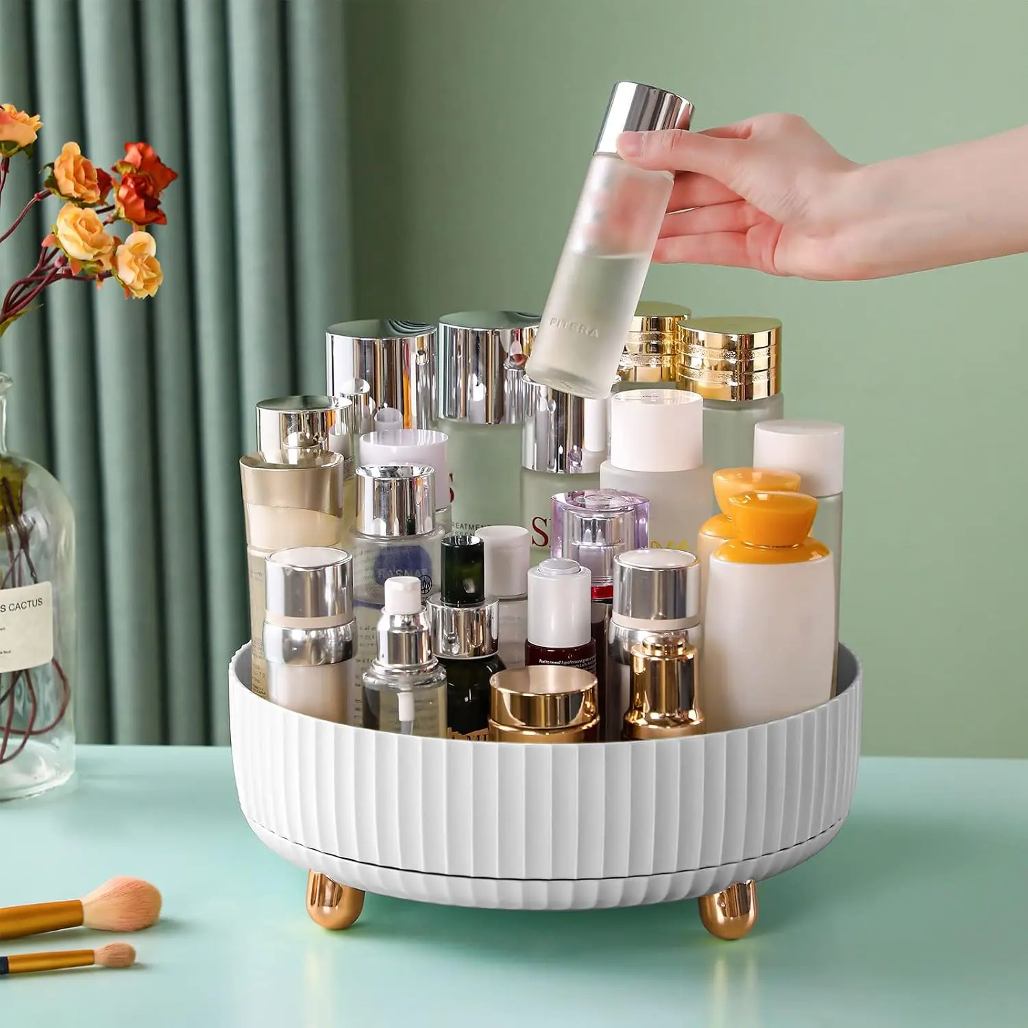 Makeup Perfume Organizer, 360  Rotating Lazy Susan  Desk Storage  Display Case Round Tray with Large Capacity, for your