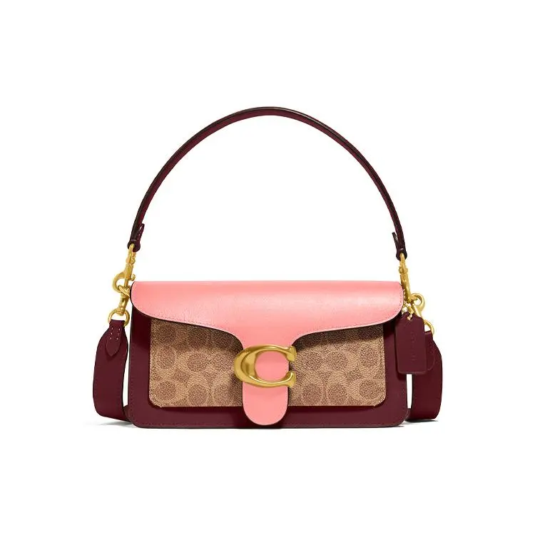 COACH Tabby 26 Crossbody Bag for Women – Classic Logo Canvas and Leather, Sakura Pink and Brown