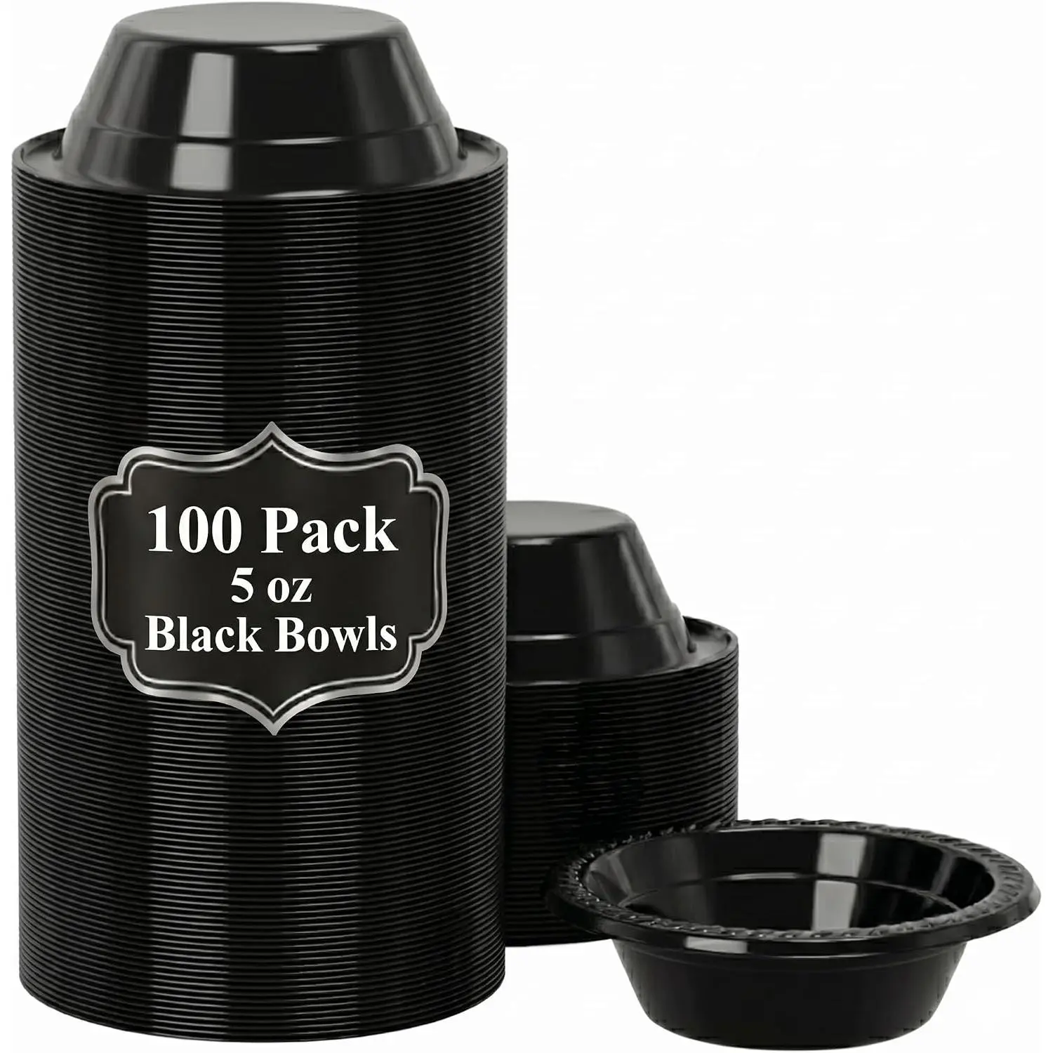 Black Small Plastic Bowls - 5 OZ, 100 Count Microwavable Black Disposable Bowls -  Heavy Duty And Sturdy Plastic Bowls Disposable