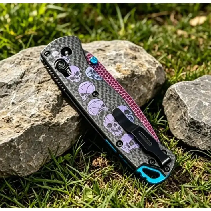 535 Outdoor Utility EDC Folding Knife| 3D Skull Handle, Color-Shifting Purple Titanium Finish, Portable Camping & Everyday Toolble outdoor camping tool set